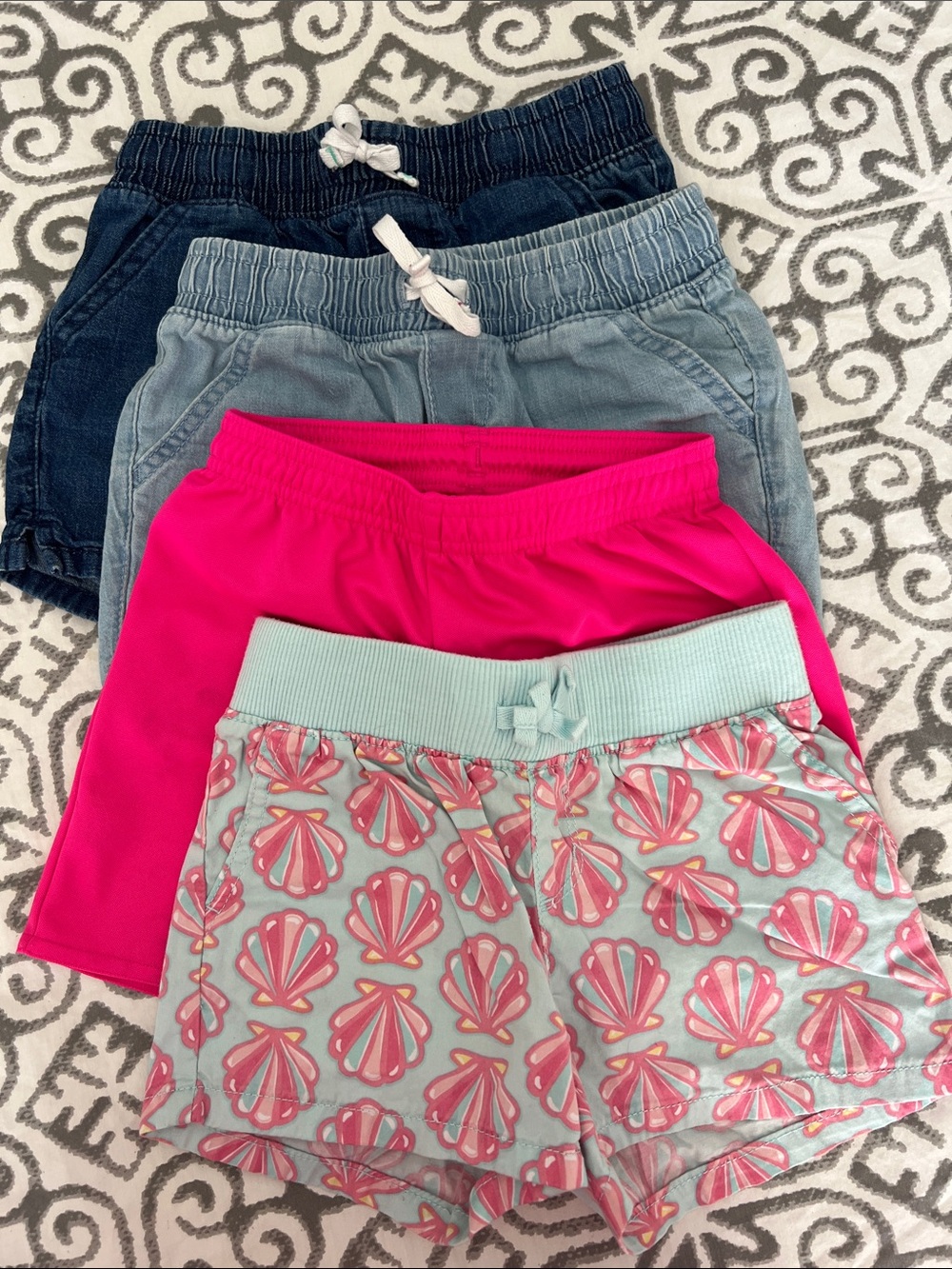 Cat & Jack Girls' Shorts - Navy, Light Blue, Hot Pink, Mint Shell Print